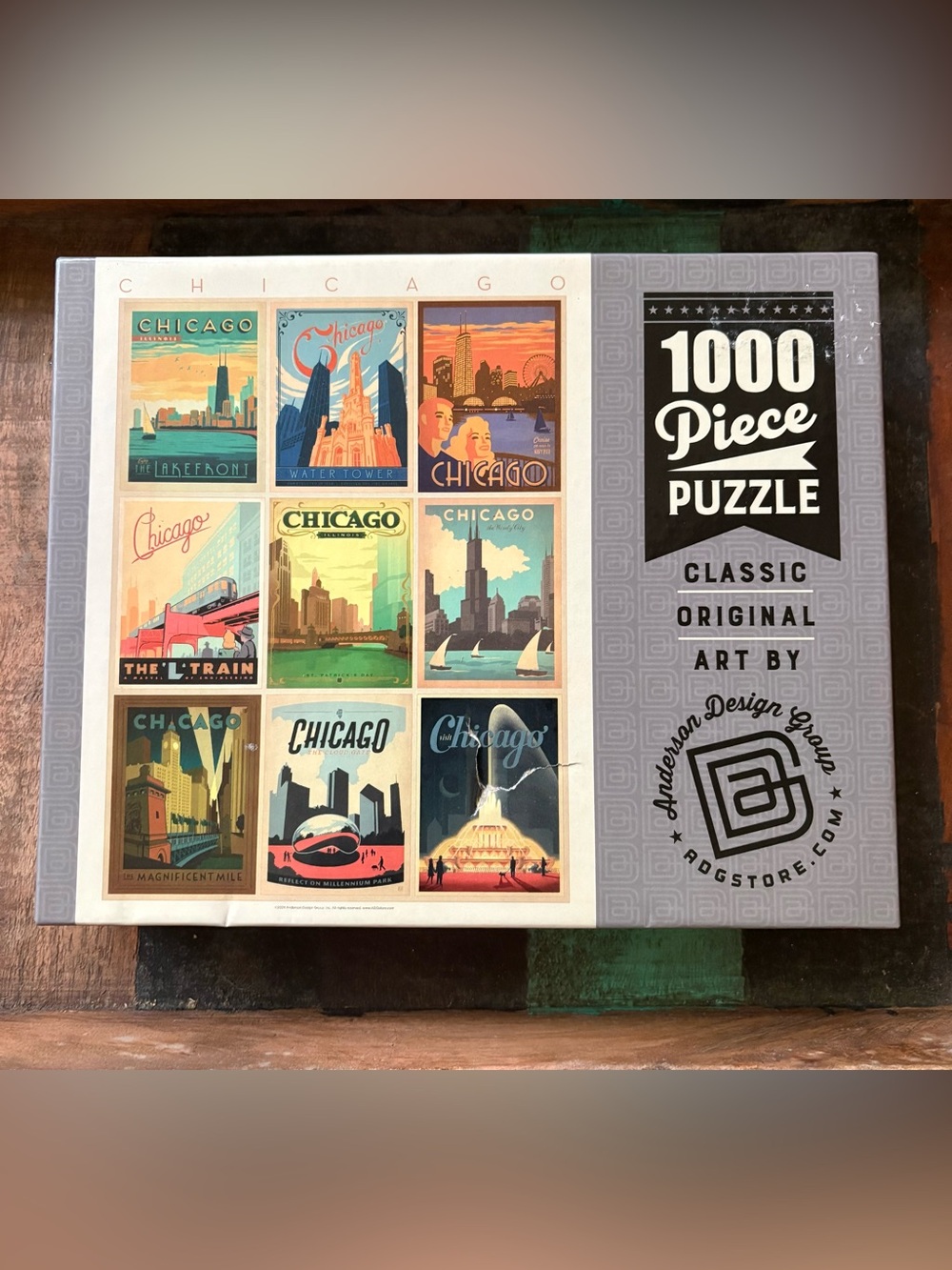 Chicago Retro Travel Poster 1000-Piece Puzzle - Art by Anderson Design Group